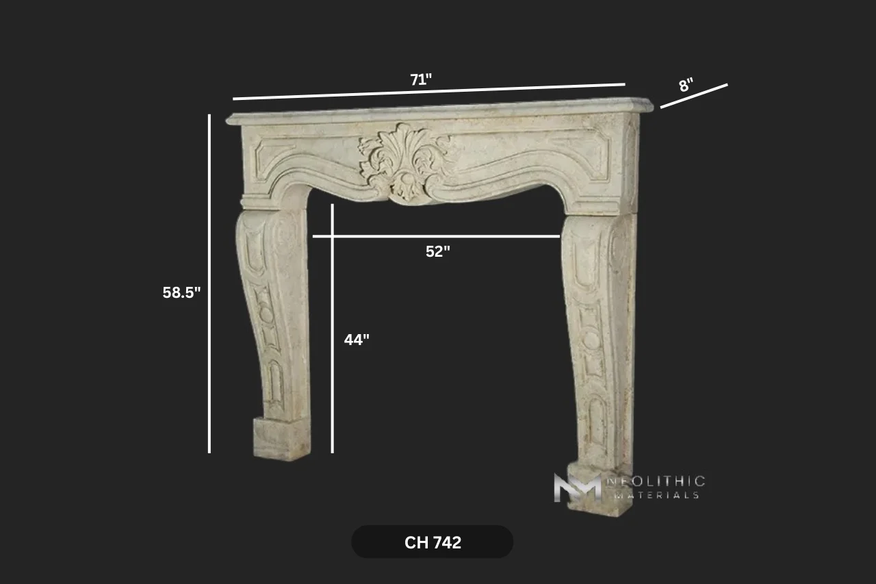Limestone Fireplace Mantel - Image 3